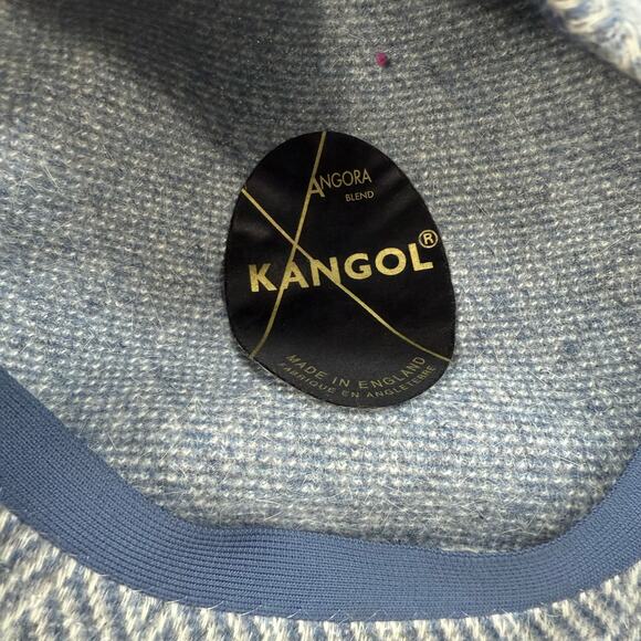 Kangol Angora Blend Blue Gray Pattern Hat Flat Cap Made in England XL - Picture 2 of 6